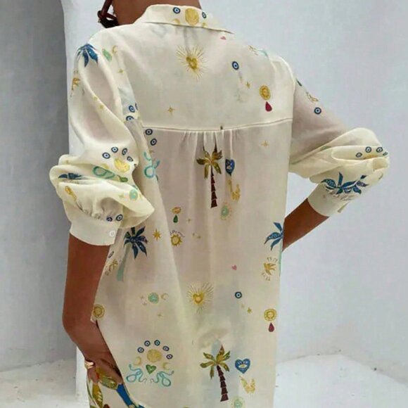 Apricot Casual Women's Tropical Print Shirt & Shorts Set - Picture 2 of 3